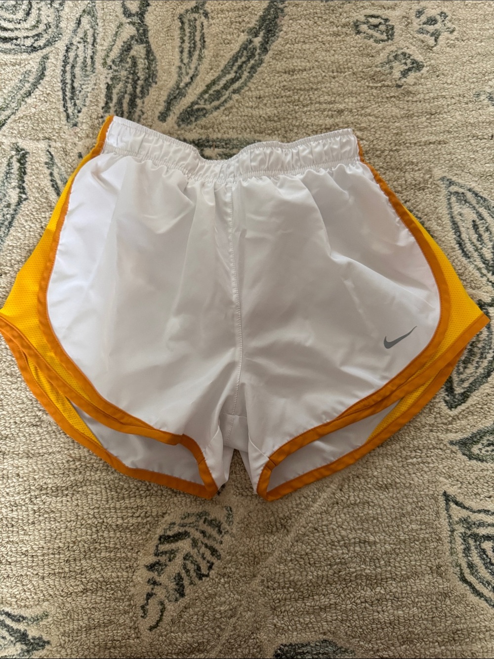 Nike White and Yellow Women's Athletic Running Shorts